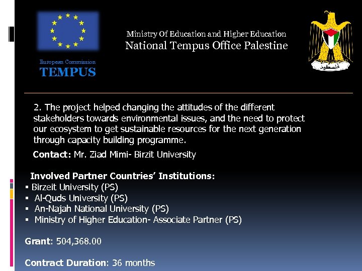 Ministry Of Education and Higher Education National Tempus Office Palestine European Commission TEMPUS 2.