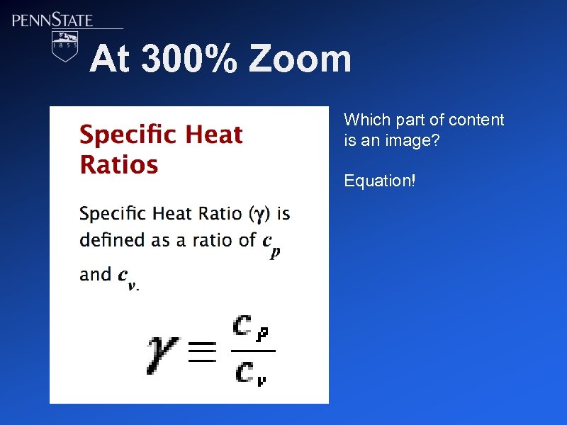 At 300% Zoom Which part of content is an image? Equation! 