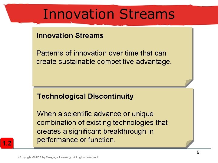 Innovation Streams Patterns of innovation over time that can create sustainable competitive advantage. Technological