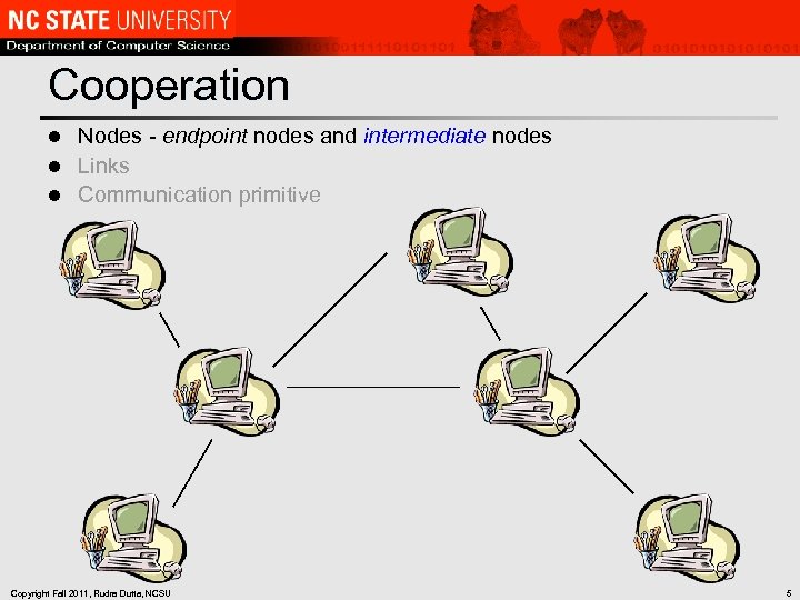 Cooperation Nodes - endpoint nodes and intermediate nodes l Links l Communication primitive l