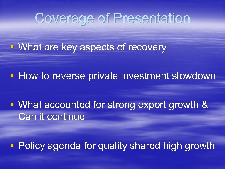 Coverage of Presentation § What are key aspects of recovery § How to reverse