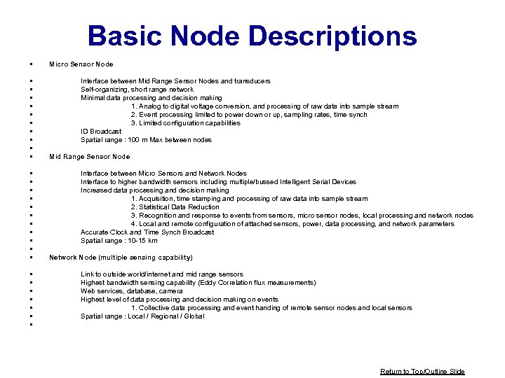 Basic Node Descriptions • • • • • • • • Micro Sensor Node
