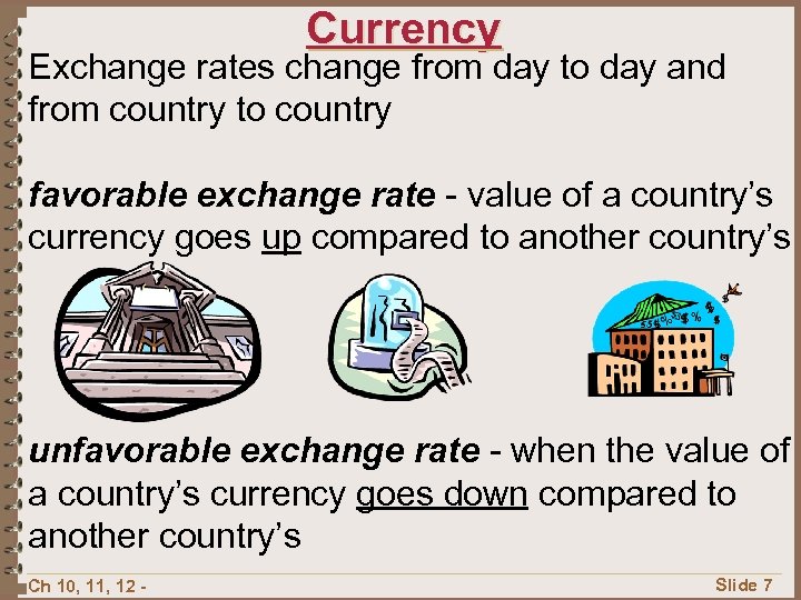 Currency Exchange rates change from day to day and from country to country favorable