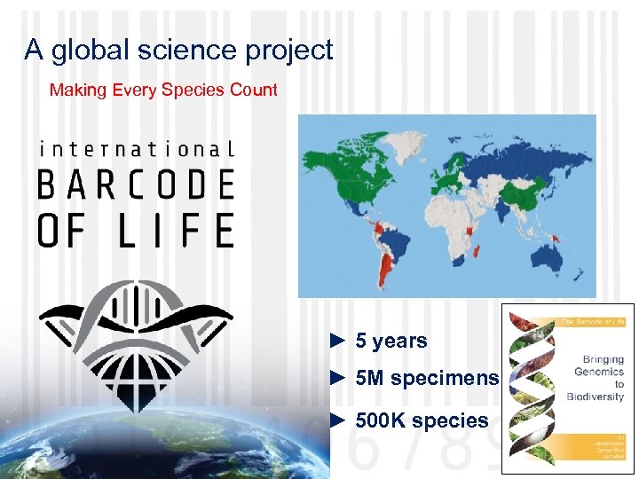 A global science project Making Every Species Count ► 5 years ► 5 M