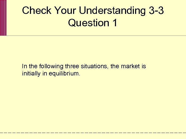 Check Your Understanding 3 -3 Question 1 In the following three situations, the market