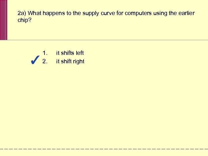2 a) What happens to the supply curve for computers using the earlier chip?