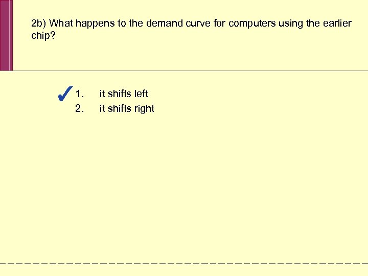 2 b) What happens to the demand curve for computers using the earlier chip?