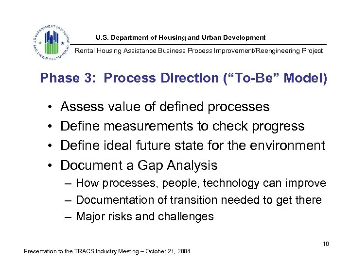 U. S. Department of Housing and Urban Development Rental Housing Assistance Business Process Improvement/Reengineering