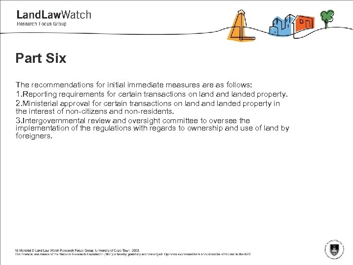Part Six The recommendations for initial immediate measures are as follows: 1. Reporting requirements