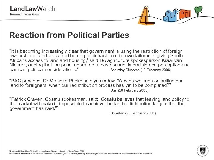 Reaction from Political Parties “It is becoming increasingly clear that government is using the