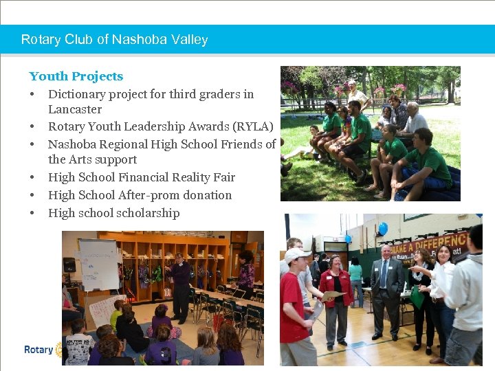 Rotary Club of Nashoba Valley Youth Projects • Dictionary project for third graders in