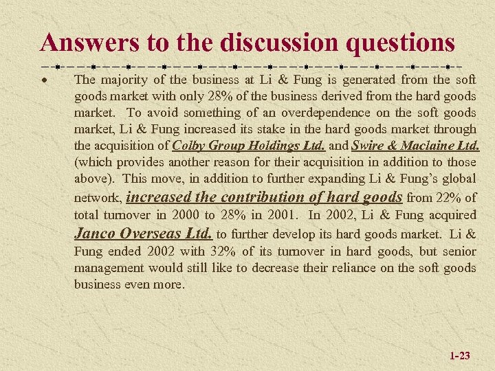 Answers to the discussion questions The majority of the business at Li & Fung