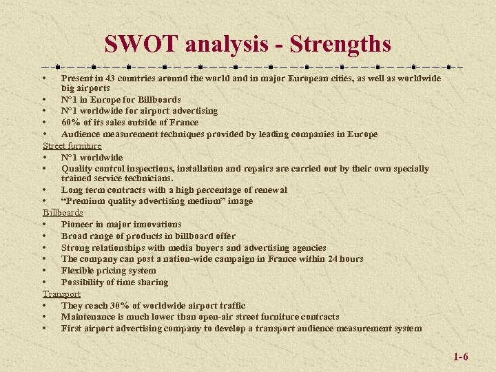 SWOT analysis - Strengths • Present in 43 countries around the world and in