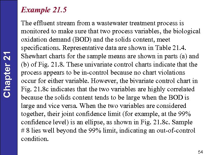 Chapter 21 Example 21. 5 The effluent stream from a wastewater treatment process is