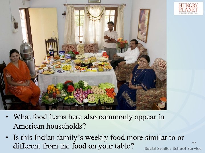  • What food items here also commonly appear in American households? • Is