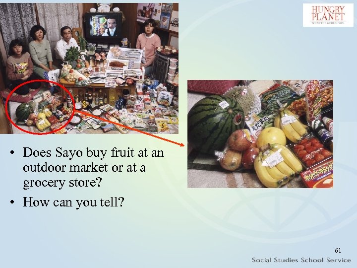  • Does Sayo buy fruit at an outdoor market or at a grocery