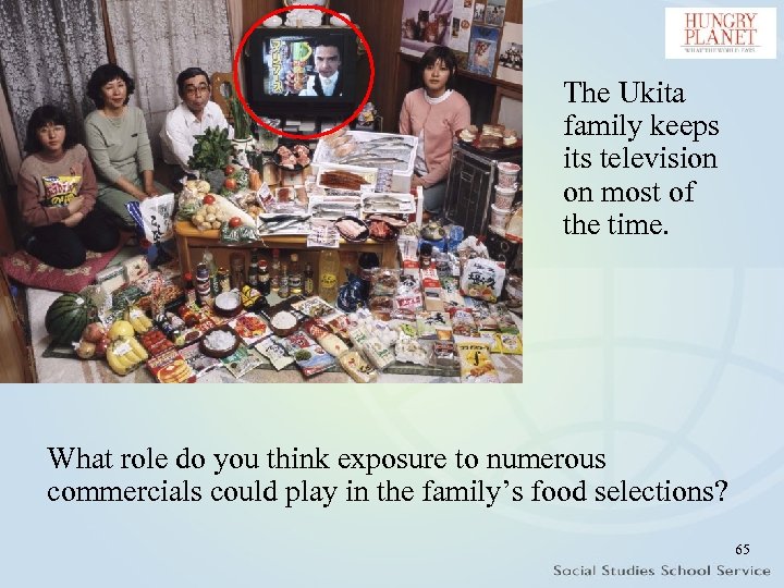 The Ukita family keeps its television on most of the time. What role do