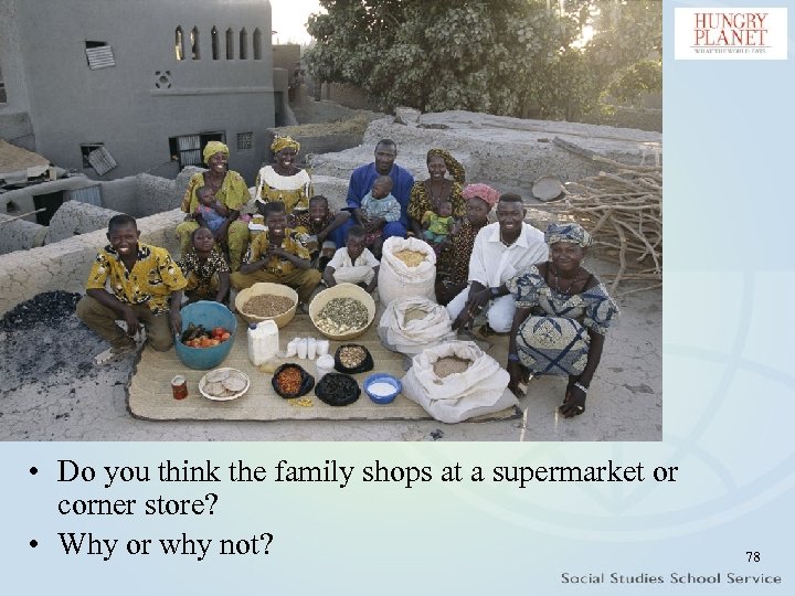  • Do you think the family shops at a supermarket or corner store?