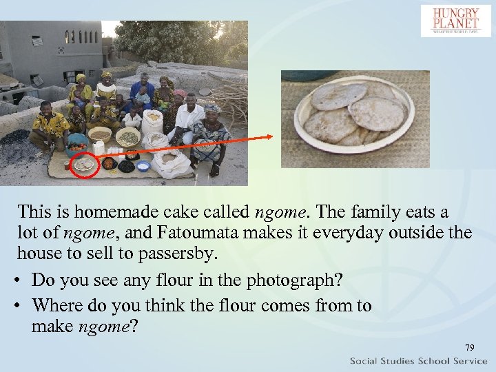 This is homemade cake called ngome. The family eats a lot of ngome, and