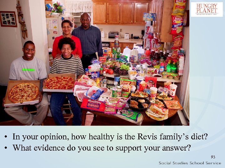  • In your opinion, how healthy is the Revis family’s diet? • What