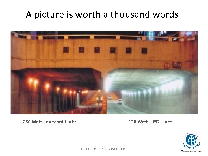 A picture is worth a thousand words 250 Watt Indecent Light 120 Watt LED