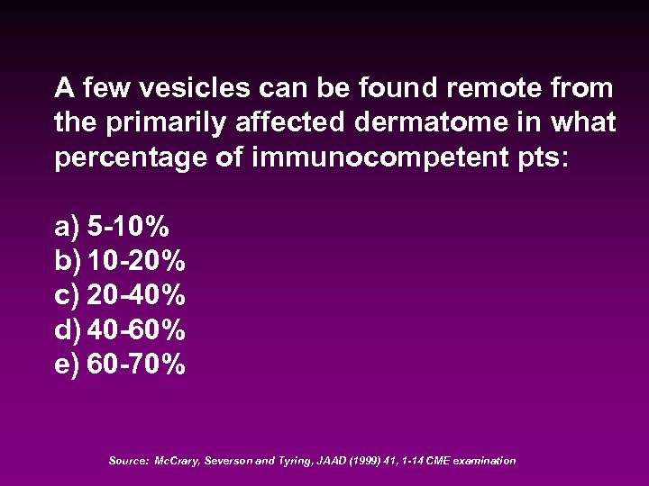 A few vesicles can be found remote from the primarily affected dermatome in what
