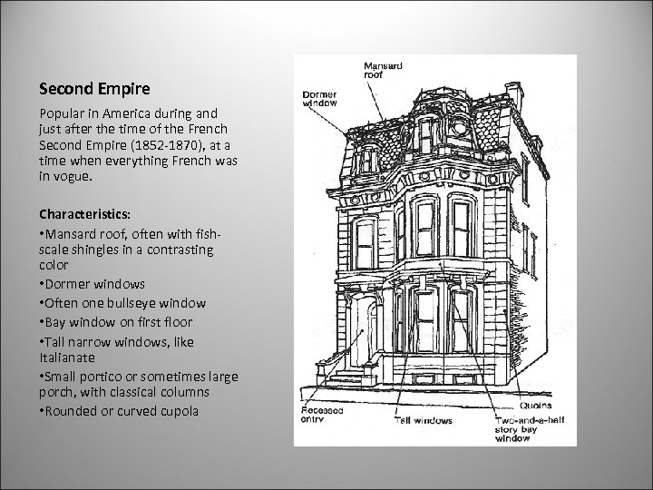 Second Empire Popular in America during and just after the time of the French