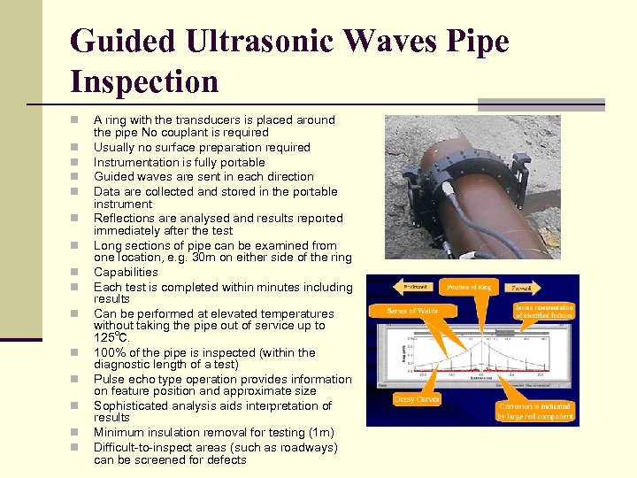 Guided Ultrasonic Waves Pipe Inspection n n n A ring with the transducers is