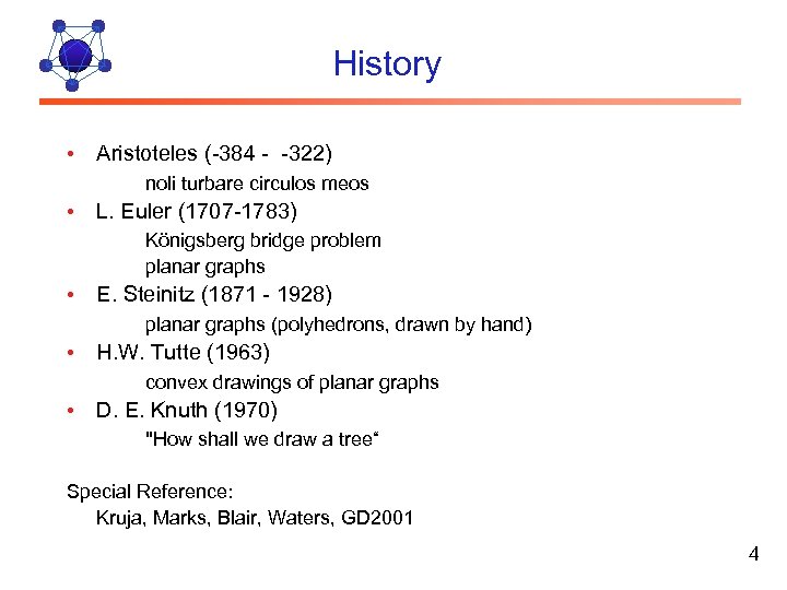 History • Aristoteles (-384 - -322) noli turbare circulos meos • L. Euler (1707