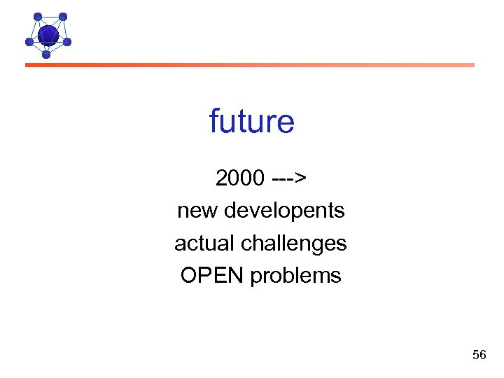 future 2000 ---> new developents actual challenges OPEN problems 56 