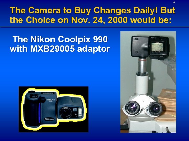 6 The Camera to Buy Changes Daily! But the Choice on Nov. 24, 2000