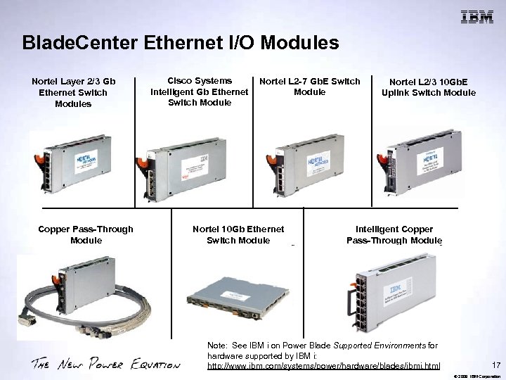 Blade. Center Ethernet I/O Modules Nortel Layer 2/3 Gb Ethernet Switch Modules Copper Pass-Through