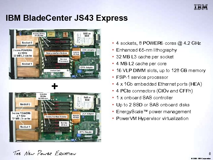 IBM Blade. Center JS 43 Express + • • • 4 sockets, 8 POWER