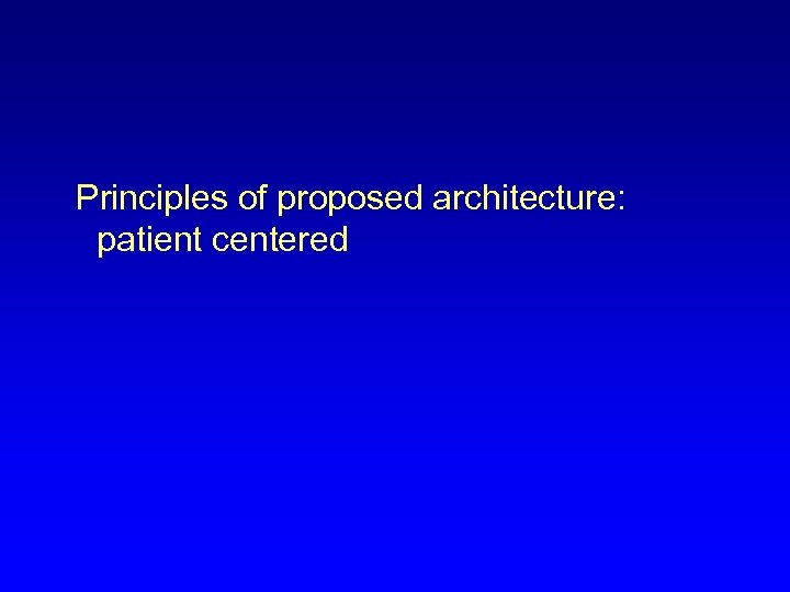  Principles of proposed architecture: patient centered 