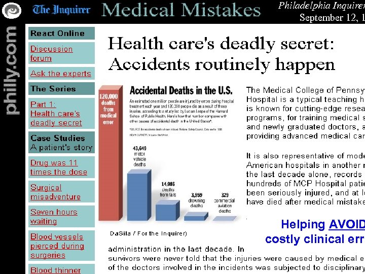 Philadelphia Inquirer September 12, 1 Helping AVOID costly clinical erro 