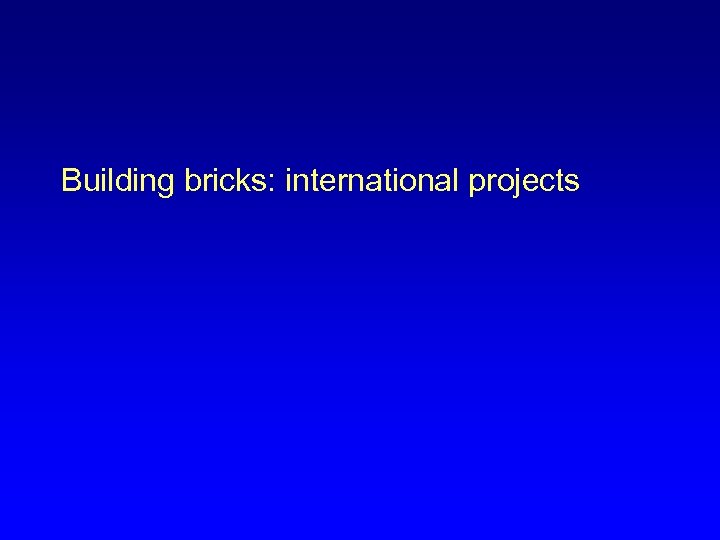  Building bricks: international projects 