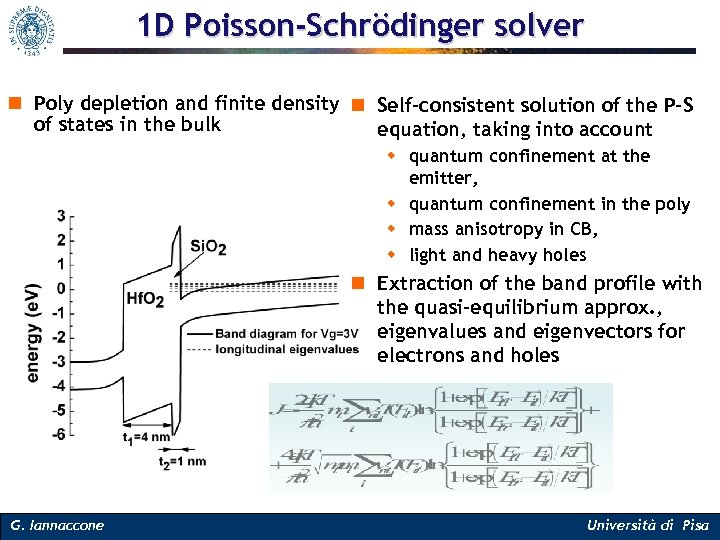 1 D Poisson-Schrödinger solver n Poly depletion and finite density n Self-consistent solution of