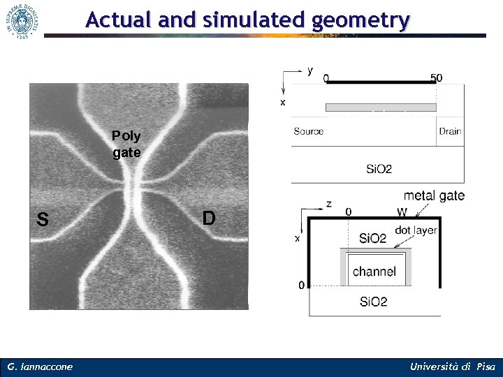 Actual and simulated geometry Poly gate S S G. Iannaccone W D D Università