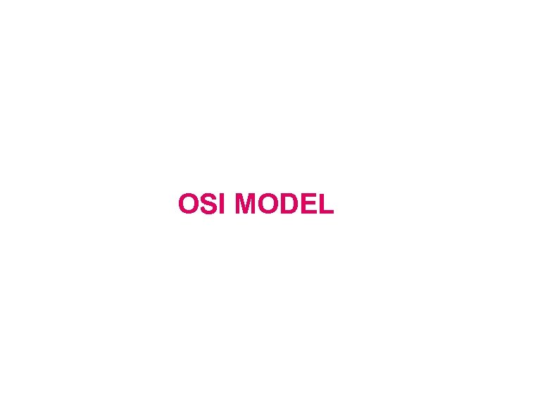 OSI Model OSI MODEL 