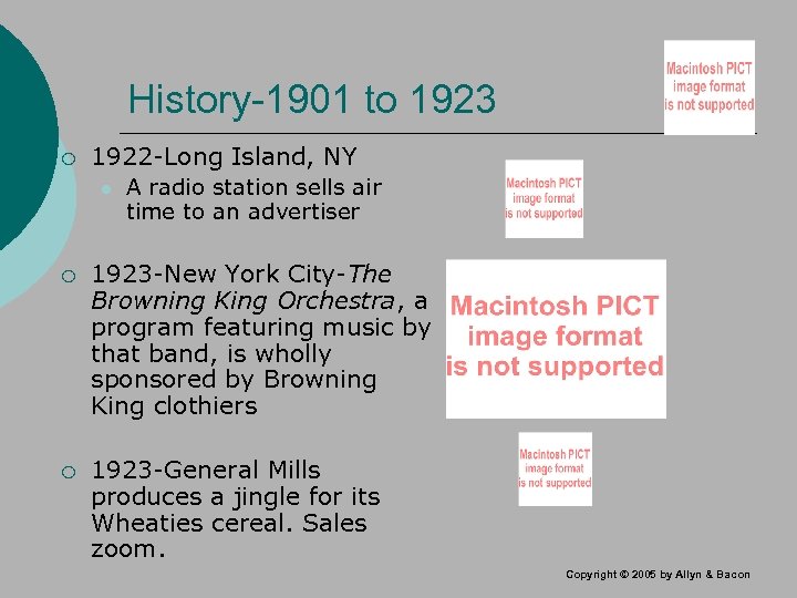 History-1901 to 1923 ¡ 1922 -Long Island, NY l A radio station sells air