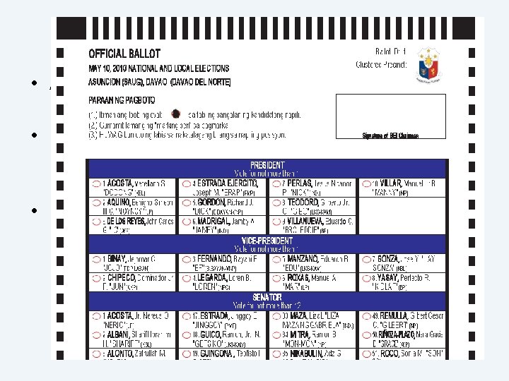 BALOTA • ANG BAWAT BALOTA AY MAY KANYANG BAR CODE • BAWAT PCOS AY