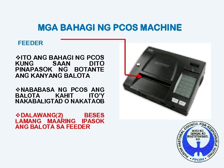 MGA BAHAGI NG PCOS MACHINE FEEDER v. ITO ANG BAHAGI NG PCOS KUNG SAAN