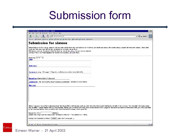 Submission form Simeon Warner - 21 April 2003 