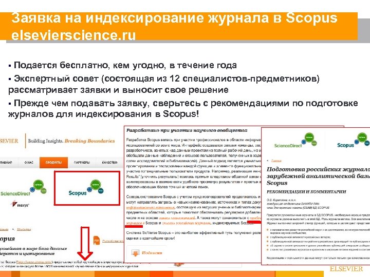 Заявка на индексирование журнала в Scopus elsevierscience. ru § Подается бесплатно, кем угодно, в