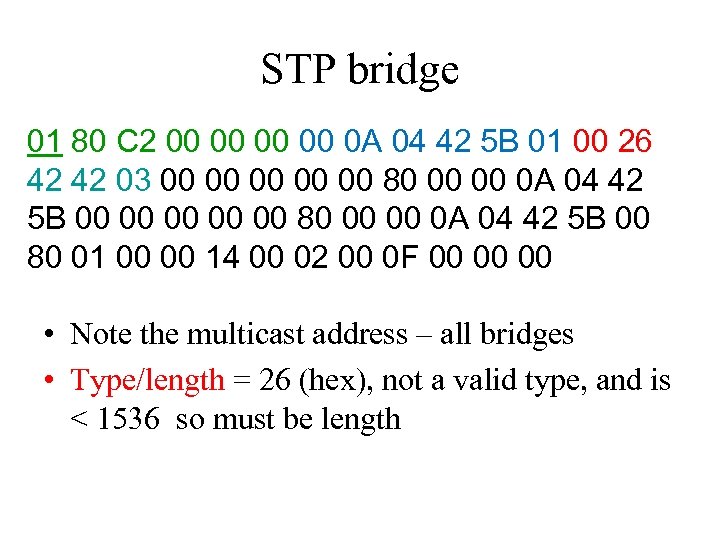 STP bridge 01 80 C 2 00 00 0 A 04 42 5 B