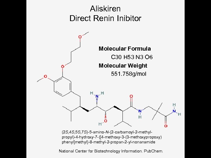 Aliskiren Direct Renin Inibitor Molecular Formula C 30 H 53 N 3 O 6