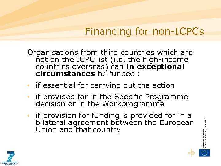 Financing for non-ICPCs Organisations from third countries which are not on the ICPC list