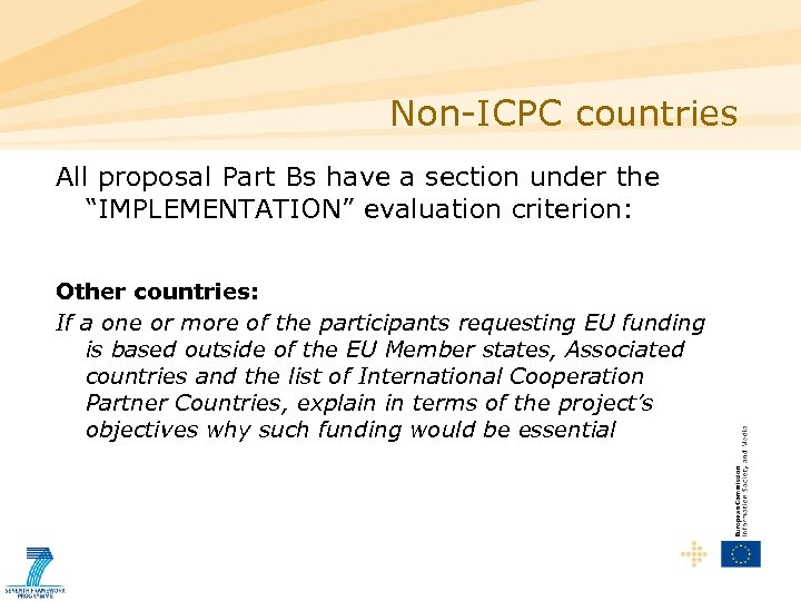 Non-ICPC countries All proposal Part Bs have a section under the “IMPLEMENTATION” evaluation criterion:
