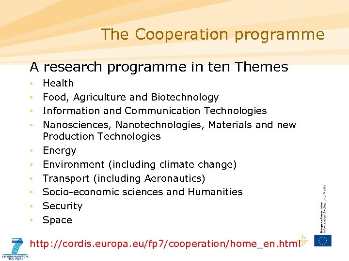 The Cooperation programme A research programme in ten Themes • • • Health Food,