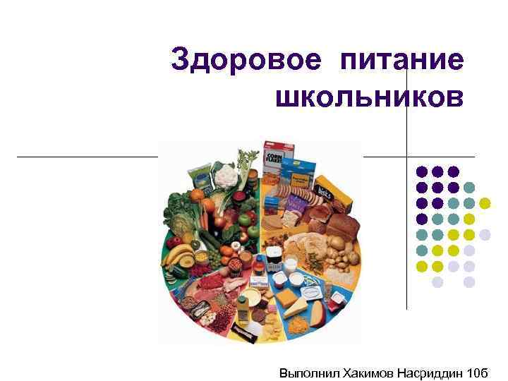 Здоровое питание школьников Выполнил Хакимов Насриддин 10 б 